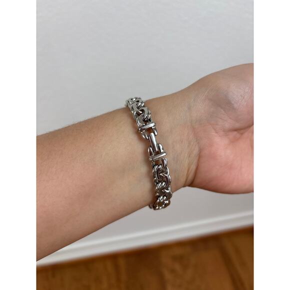 B16 Monet Vintage Silver Tone Chunky Chain Bracelet Statement Old Money Y2K - Picture 7 of 9